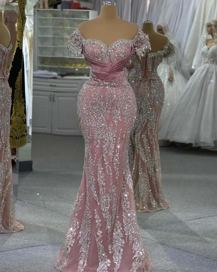 Fashion Mermaid Evening Dress Sweetheart Neck Beaded Crystal Prom Gowns Sleeveless Floor Length Party Dresses Customized Vestido de novia