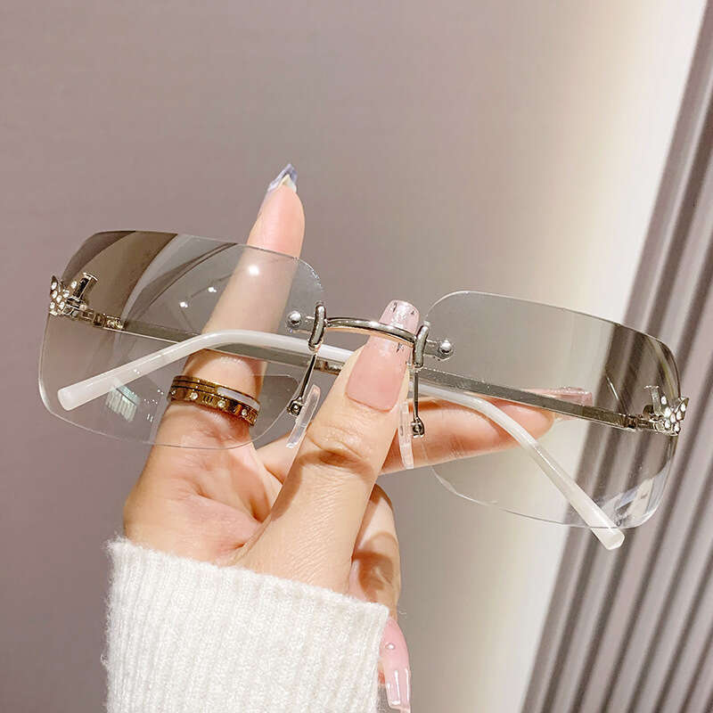 2025 New Frameless Sun Protection Glasses High-end Butterfly Diamond-studded Sunglasses Designer for Women