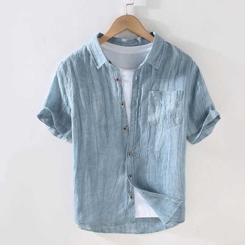 Designer New Short Sleeve Casual 100% Linen Quality Shirt Men Brand Trend Breathable Top Clothes Chemise Homme Y250819