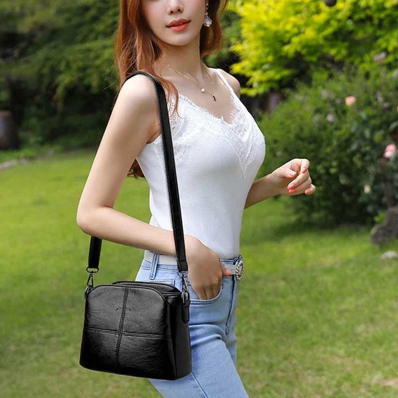 2025 vintage womens soft PU leather shoulder bag square solid color crossbody bag womens new crossbody bag Y250819
