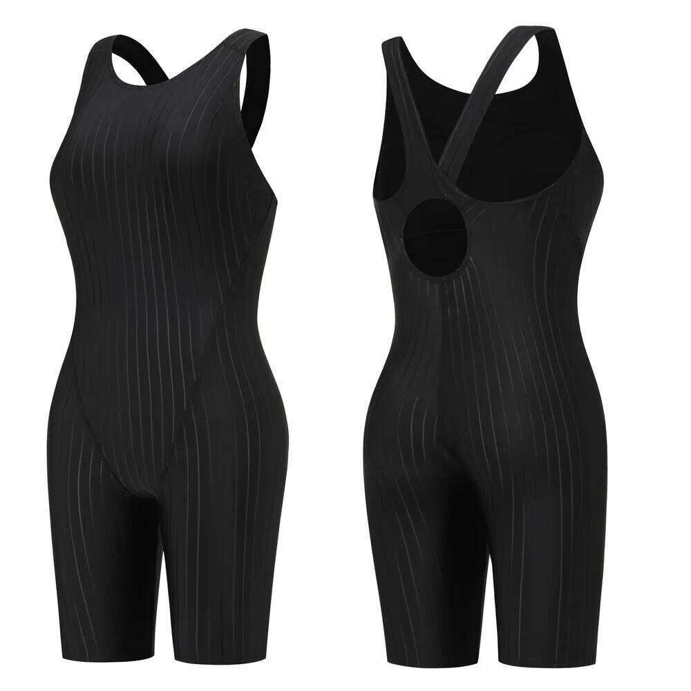 Women One Piece Sharkskin Waterproof Knee Length Surfing Swimwear Female Sexy Push Up Competitive Quick-Dry Bathing Swimsuit