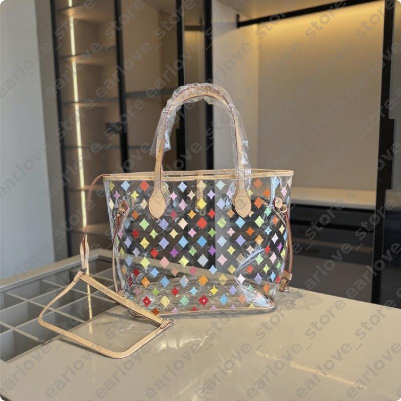 PVC Designer Tote Jelly Bag Transparent Large Capacity Commuter Bag Shopping Tote Womens Luxury Travel Handbag Colorful Cross Body Bag