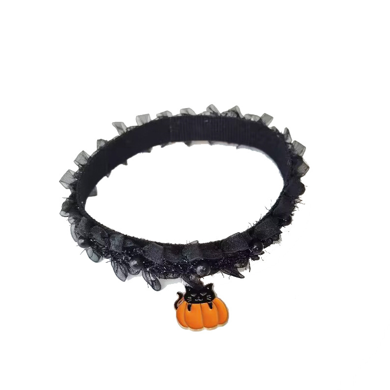 Dog Collar Halloween party pet collar pumpkin pearl cat dog black accessory funny decoration cat collar