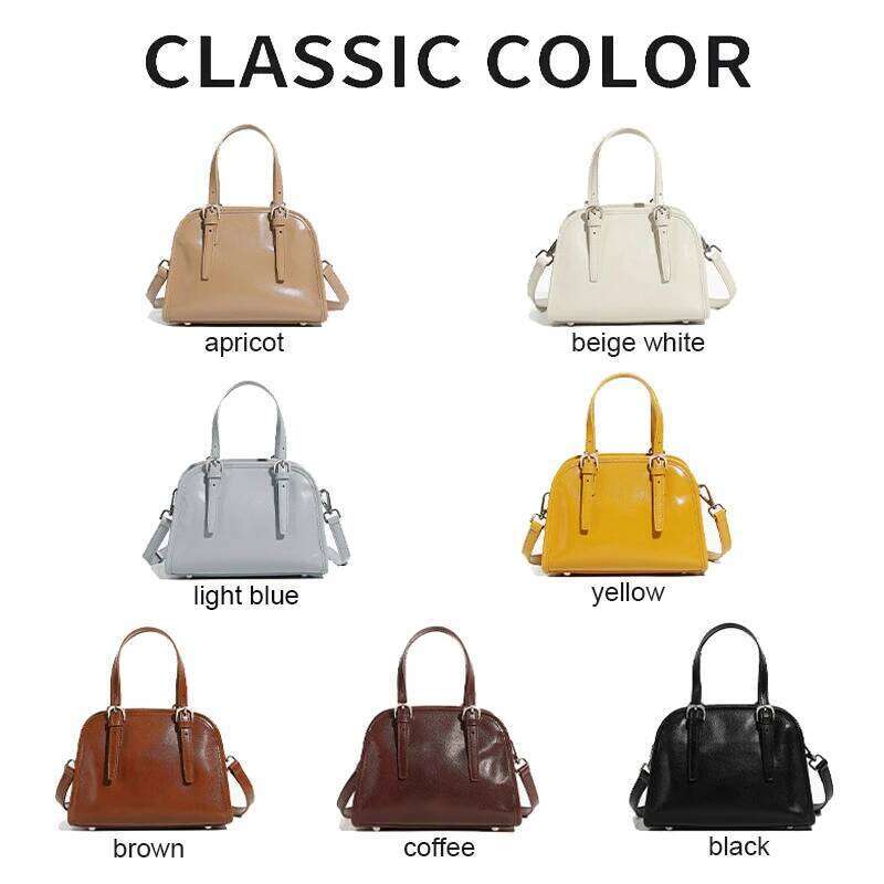 Designer Bags New Lady Solid Color Real Cowhide Leather Bowling Handbag Women Versatile Commuting Small Exquisite Portable Shoulder Bags Luxury Bag