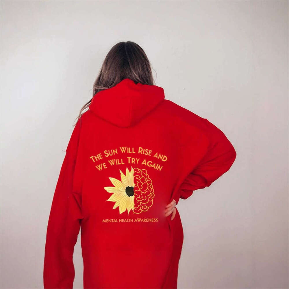 New Spring and Autumn Drop Shoulder Sleeve Printed Sweatshirt Casual Hoodie Sunflower