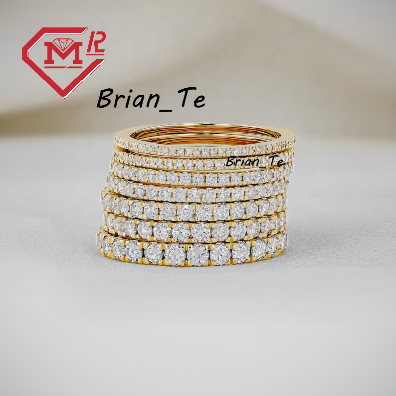 Custom Lab Diamond Ring Wedding Band 925 Silver 2mm 3mm 4mm Eternity Lab Grown Diamond Ring