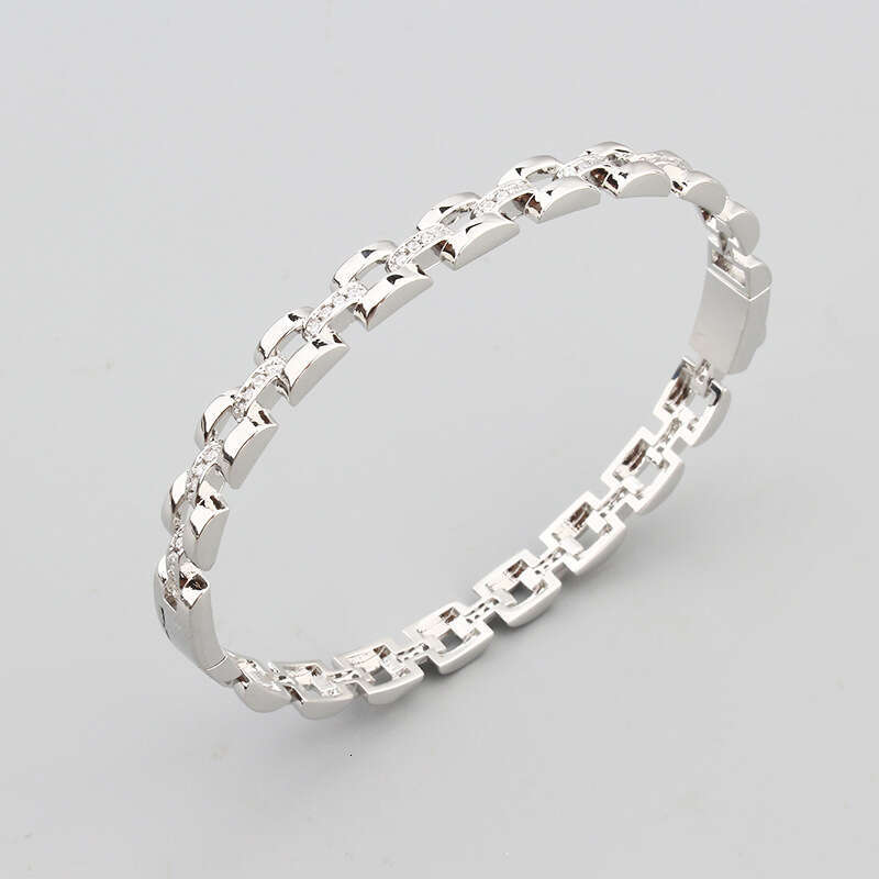 Korean Style Fashion Square Chain Hollow Bracelet Inlaid with Zircon Fresh and Elegant Women's Jewelry Ring