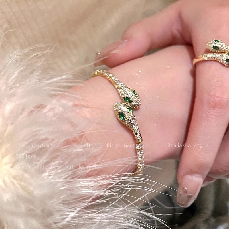 Designer Ladies' Snake-shaped Full Diamond Snake-shaped Bracelet Young Luxurious Fashionable And High-end 2025 New Jewelry