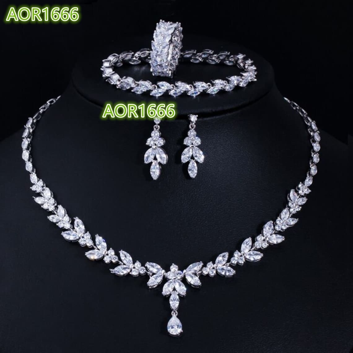 New Fashion Full Moissanite Diamond 18k Gold Plated Women Bridal Jewelry Set