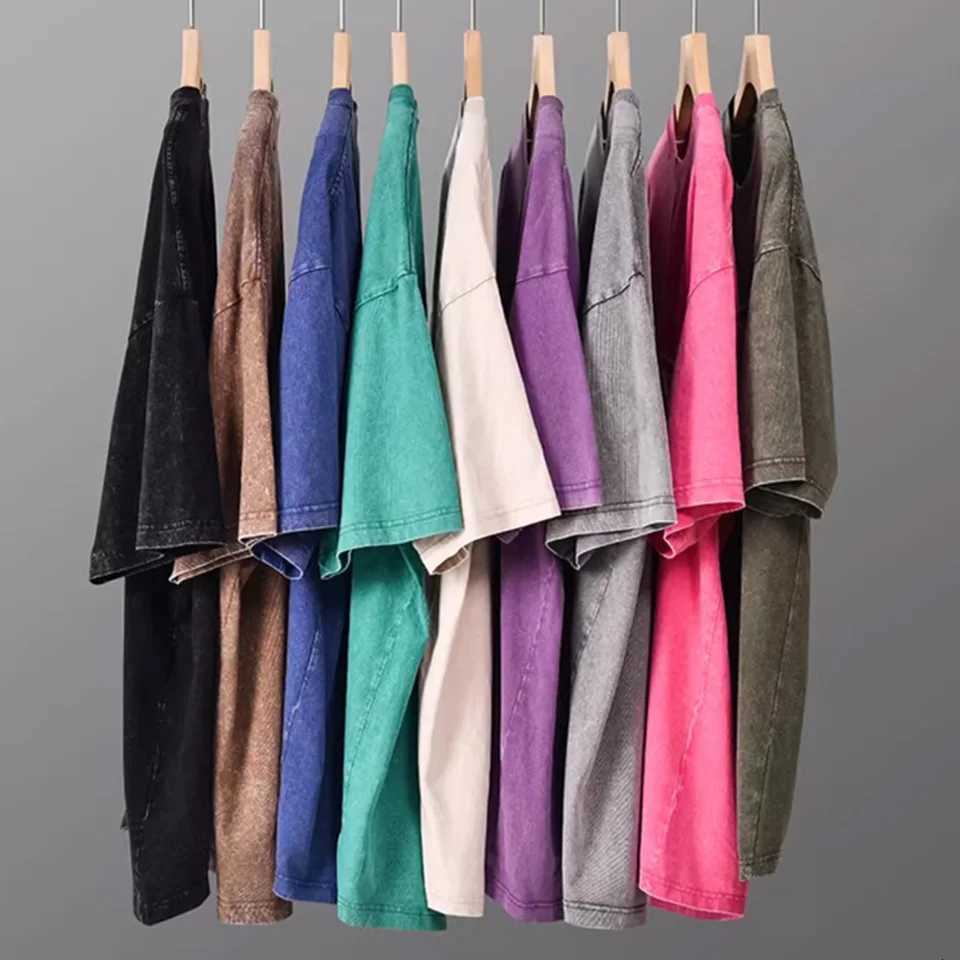 300g Heavy Men Washed Vintage Oversized T-Shirt Street Hip Hop Punk Tee women Harajuku Casual Cotton Short Sleeve Acid Wash Top Y250819