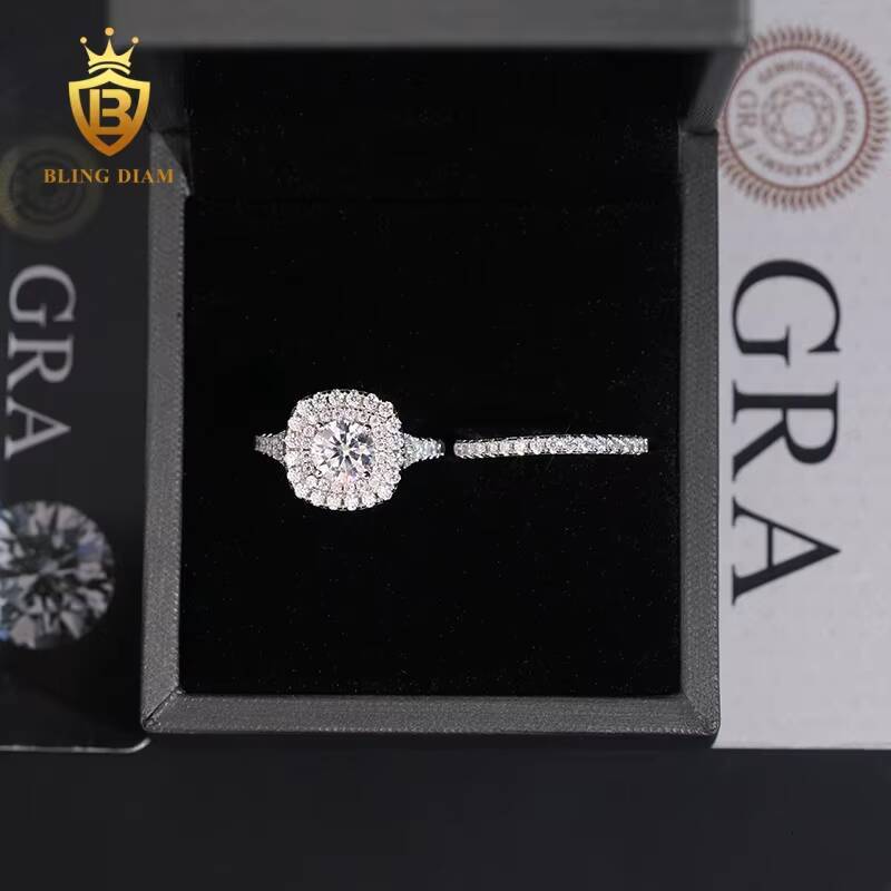 New Fashion Jewelry GRA Certificate S925 Sterling Silver Ring VVS Moissanite Diamond Engagement Ring