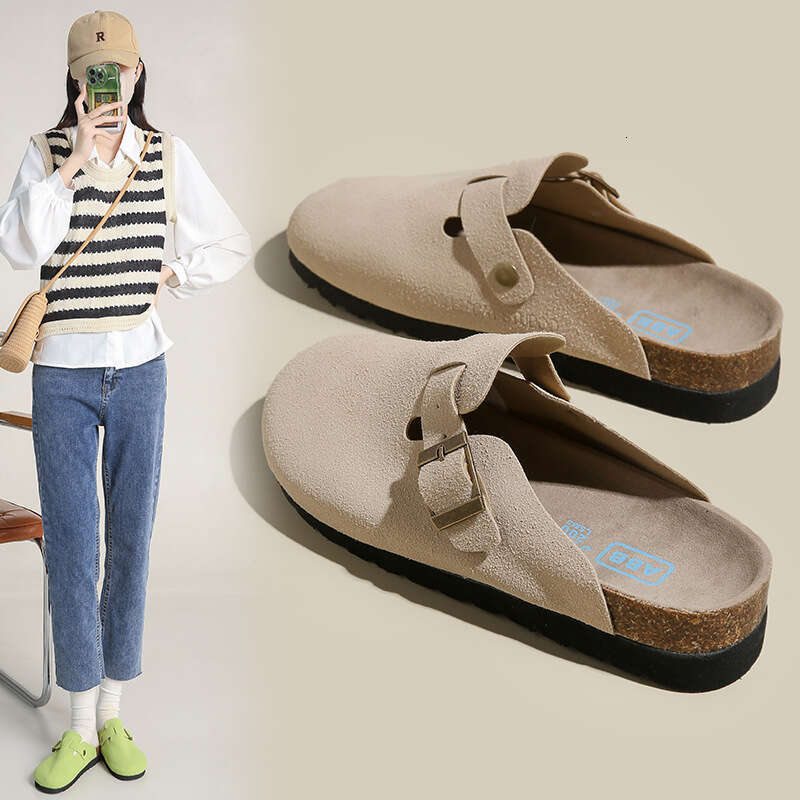 2023 New BK Closed-Toe Women's Summer Fashion Outdoor Sole Couple Flat Heel Cork Lazy Breathable Sandals