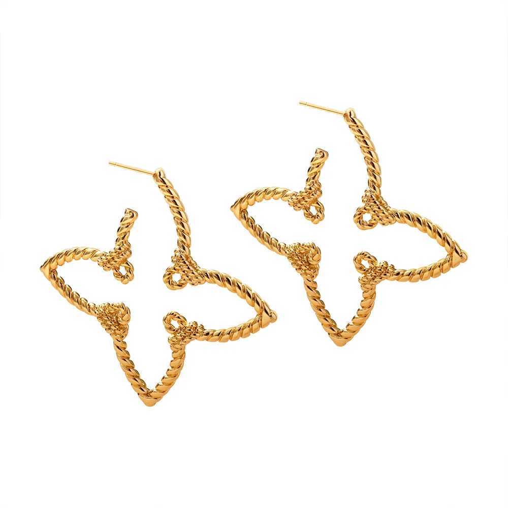 Fashion Best - Selling Twill Bow Earrings Clover Design Minimalist Luxury High - End Gold - Plated Elegant Earrings for Women Y250820