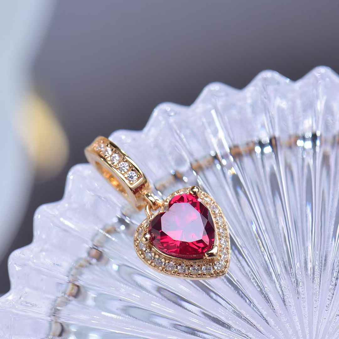 Sparkling Heart Ruby Pendant Necklace Perfect for Adding a Touch of Romance to Your Look Ideal for Expressing Love on Anniversaries Birthdays