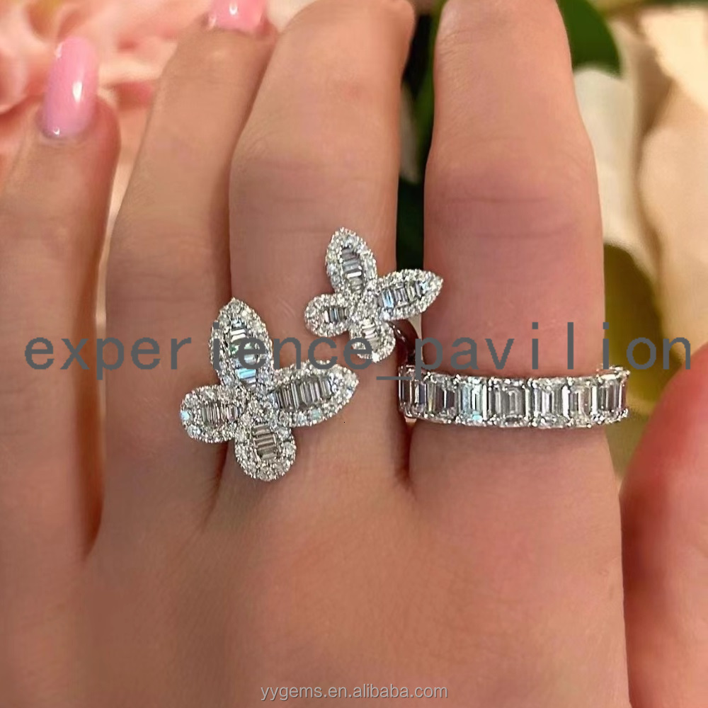 Fine Jewelry Baguette Moissanite Butterfly Open Ring 14K Gold Womens Fashion Wedding Ring Women Fine Rings