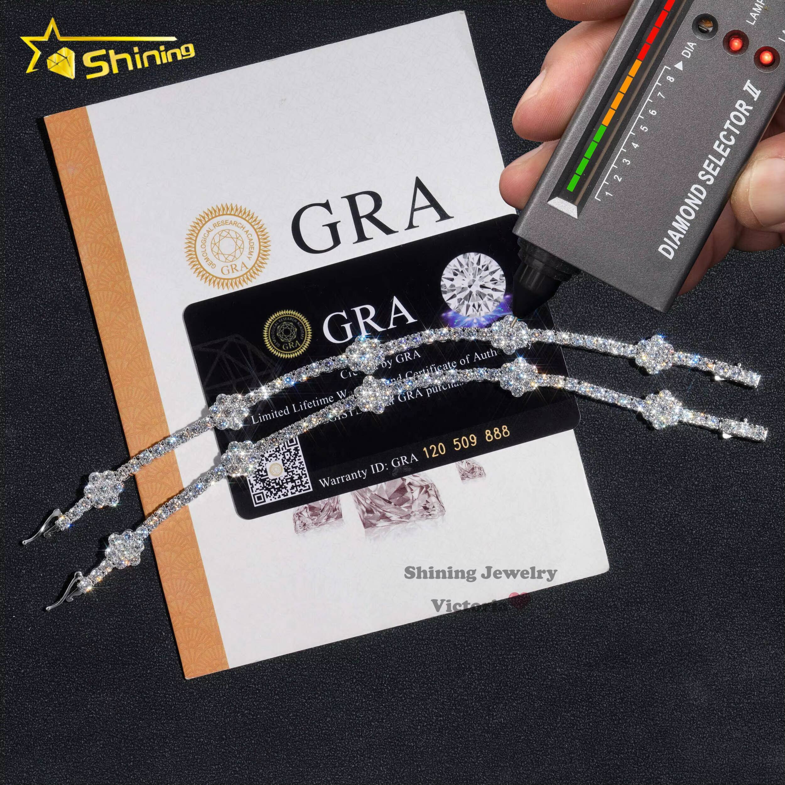 Fine Jewelry Flower Design GRA Certificated 925 Sterling Silver Tennis Bracelet 3mm Vvs Moissanite Tennis Chain Necklace