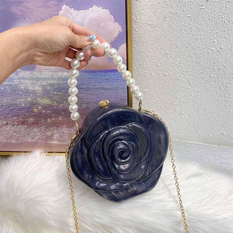 Fashionable Rose Flower Acrylic Bag Hot-Selling High-End Feel Coin Purse Lipstick Crossbody Clutch Bag