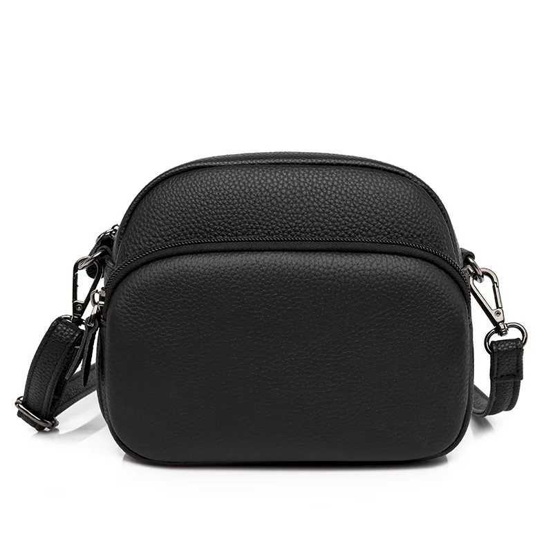 100% Genuine Leather Shoulder Bags For Women Rectangle Black Crossbody Designer Handbag Female Messenger Pocket Y250819