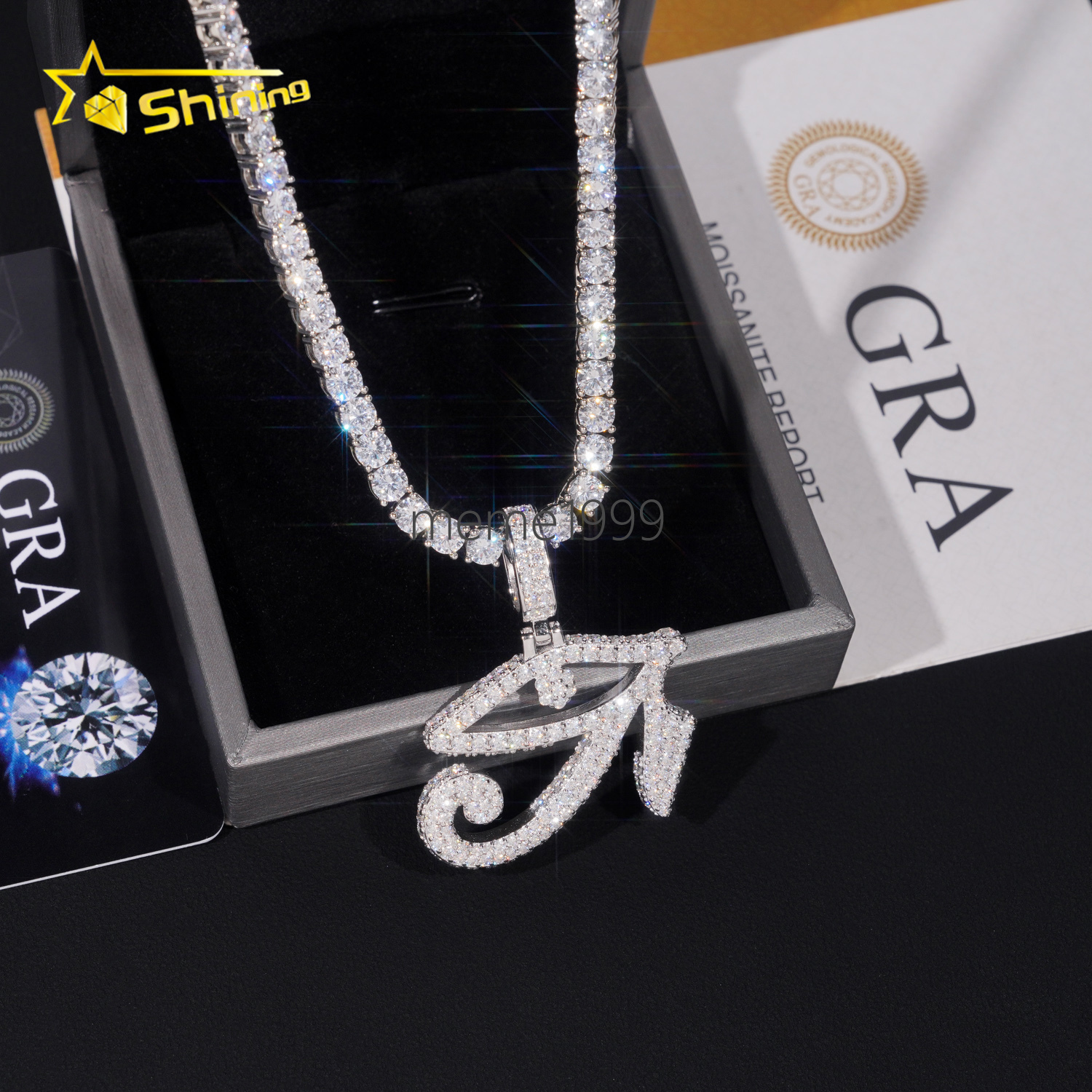 Fine Jewelry Iced Out Charms Gold Plated 925 Silver Hip Hop Moissanite Eyes Charms Pendant