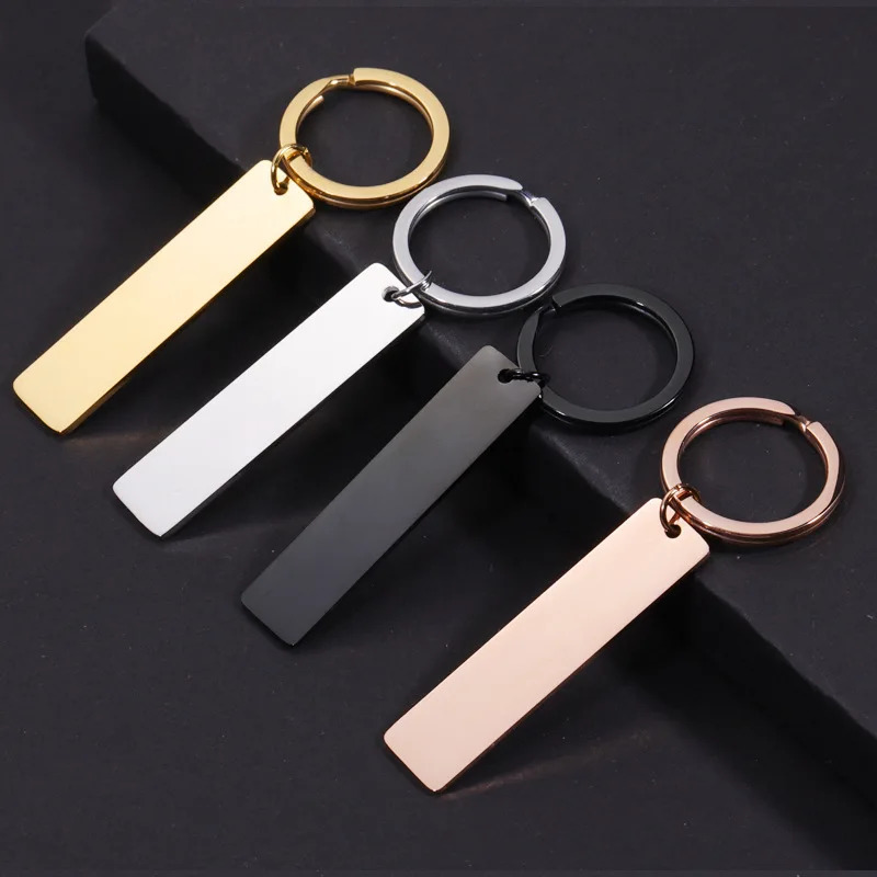 10Piece 12x50mm Mirror Polished Stainless Steel Strip Blank Keychains For DIY Souvenir Gifts Mens Car Key Jewelry 250811
