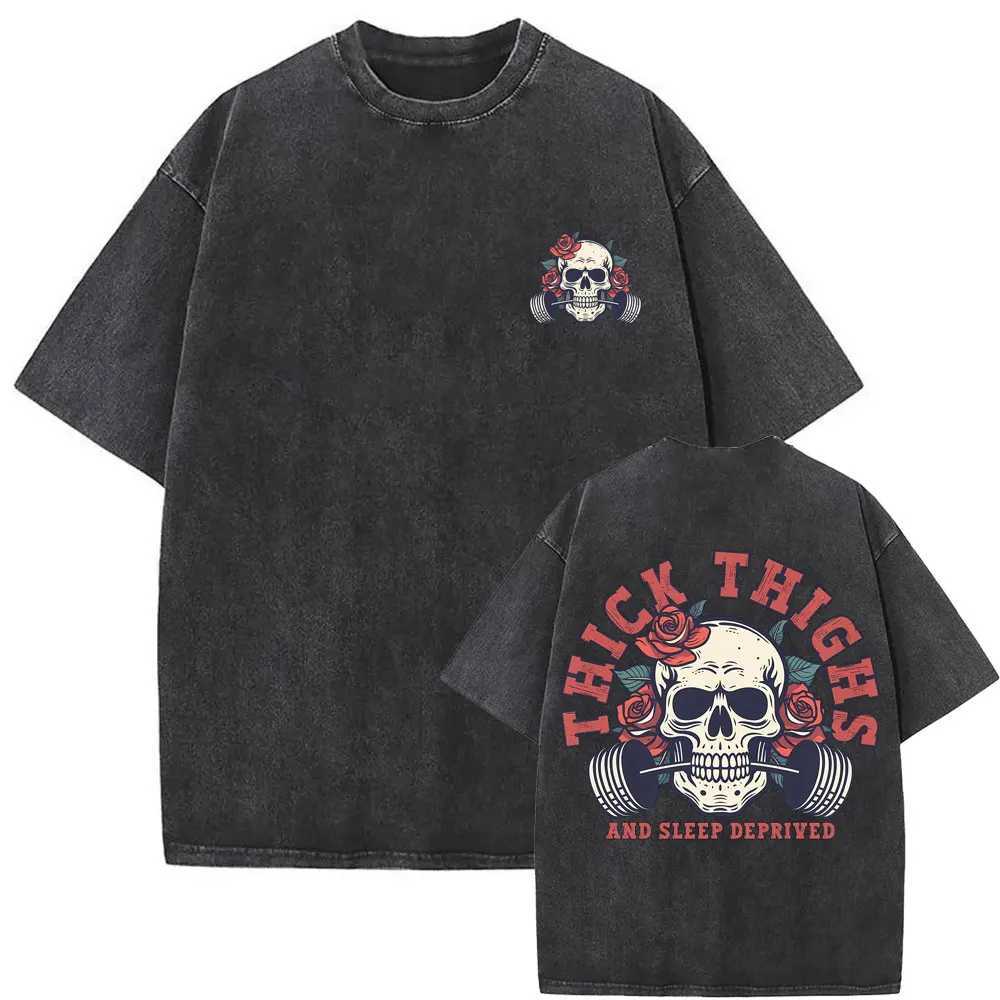 Who Eat Training Club Skeleton Gym Pump Cover T Shirts Washed Vintage Men Women Funny Fitness Casual Oversized T-shirts Y250819