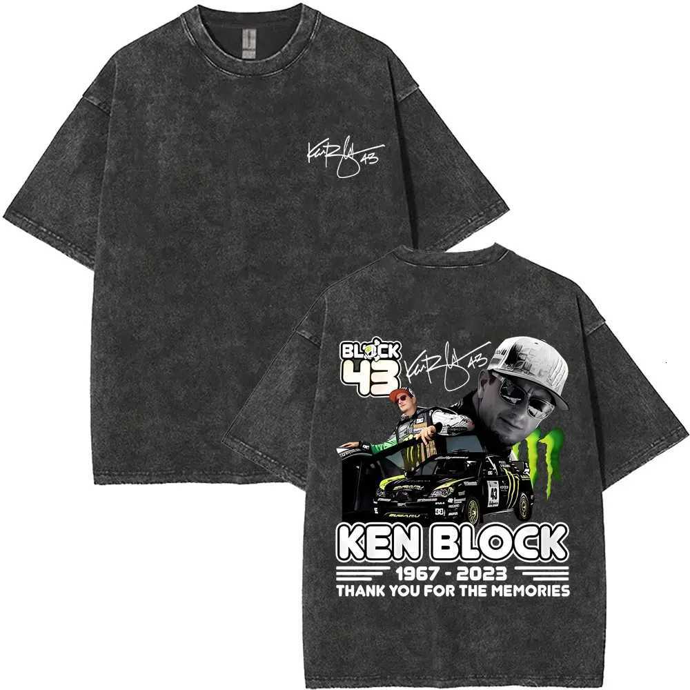 Washed Vintage Ken Block 43 Graphic T Shirts Men Women Gothic Art Aesthetic T-shirts Fashion Streetwear Oversized Short Sleeve Y250819