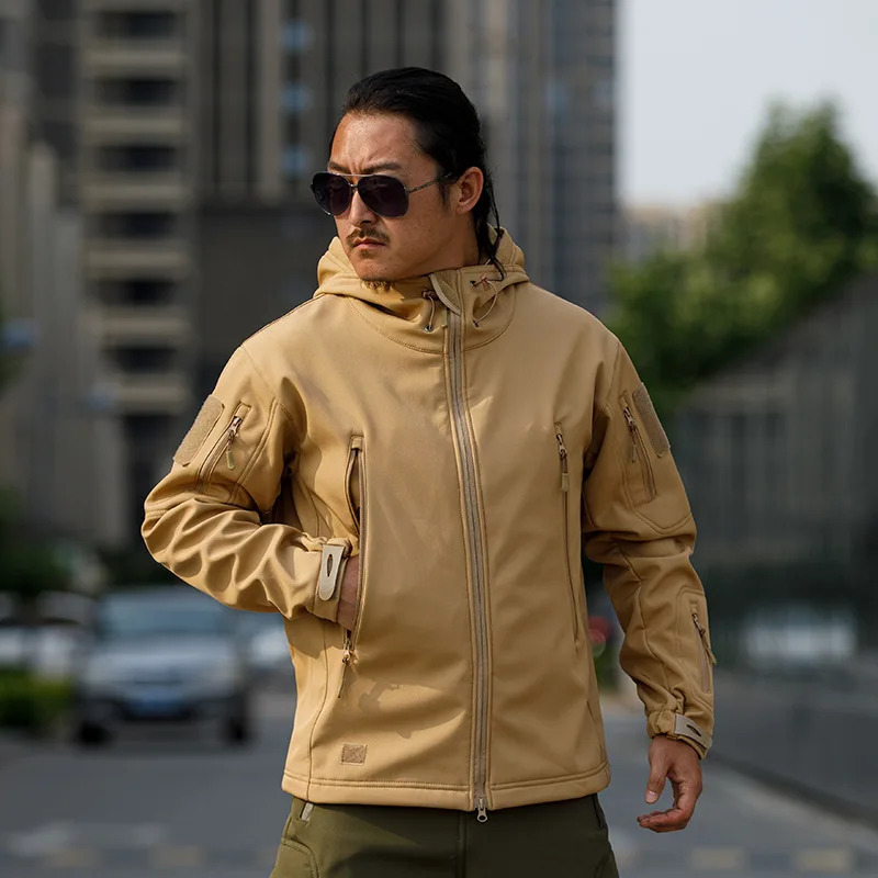 Sharkskin Softshell Hard Shell Camouflage Jacket Fleece Thick Tactical Suit Hooded Coat Manufacturers Handsome Outdoor Jacket 250818