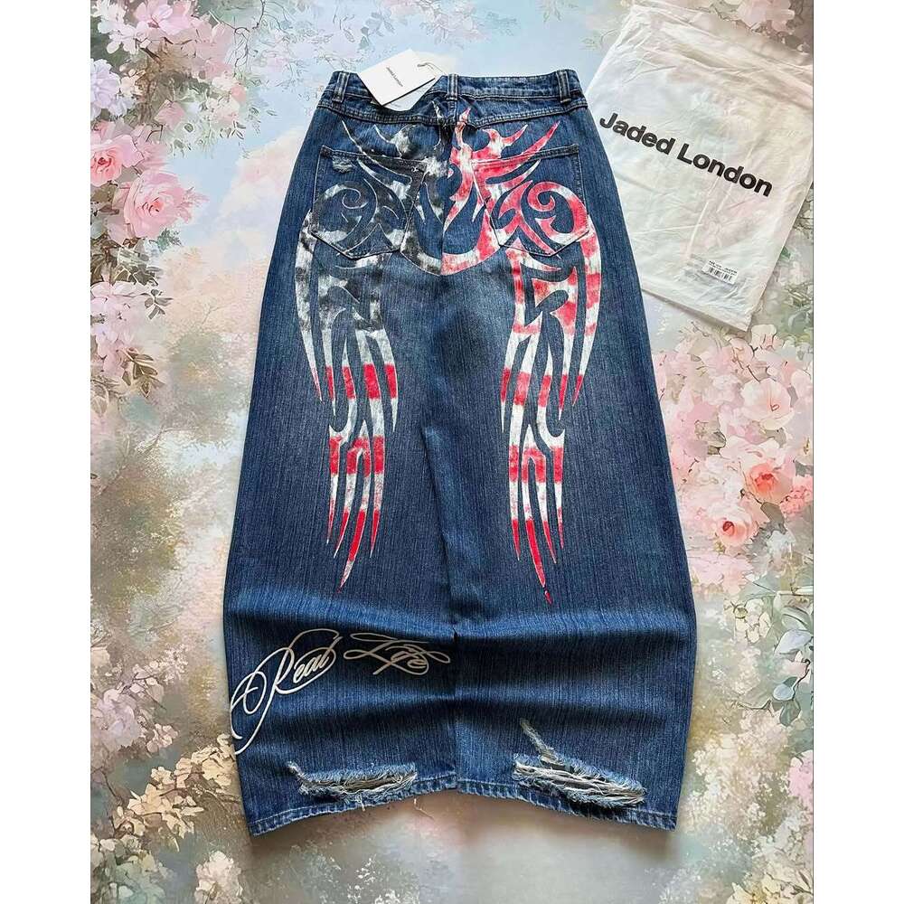 2025 New Hip-Hop Pattern Printed Loose Jeans for Women Y2K High Street Harajuku Long Pants