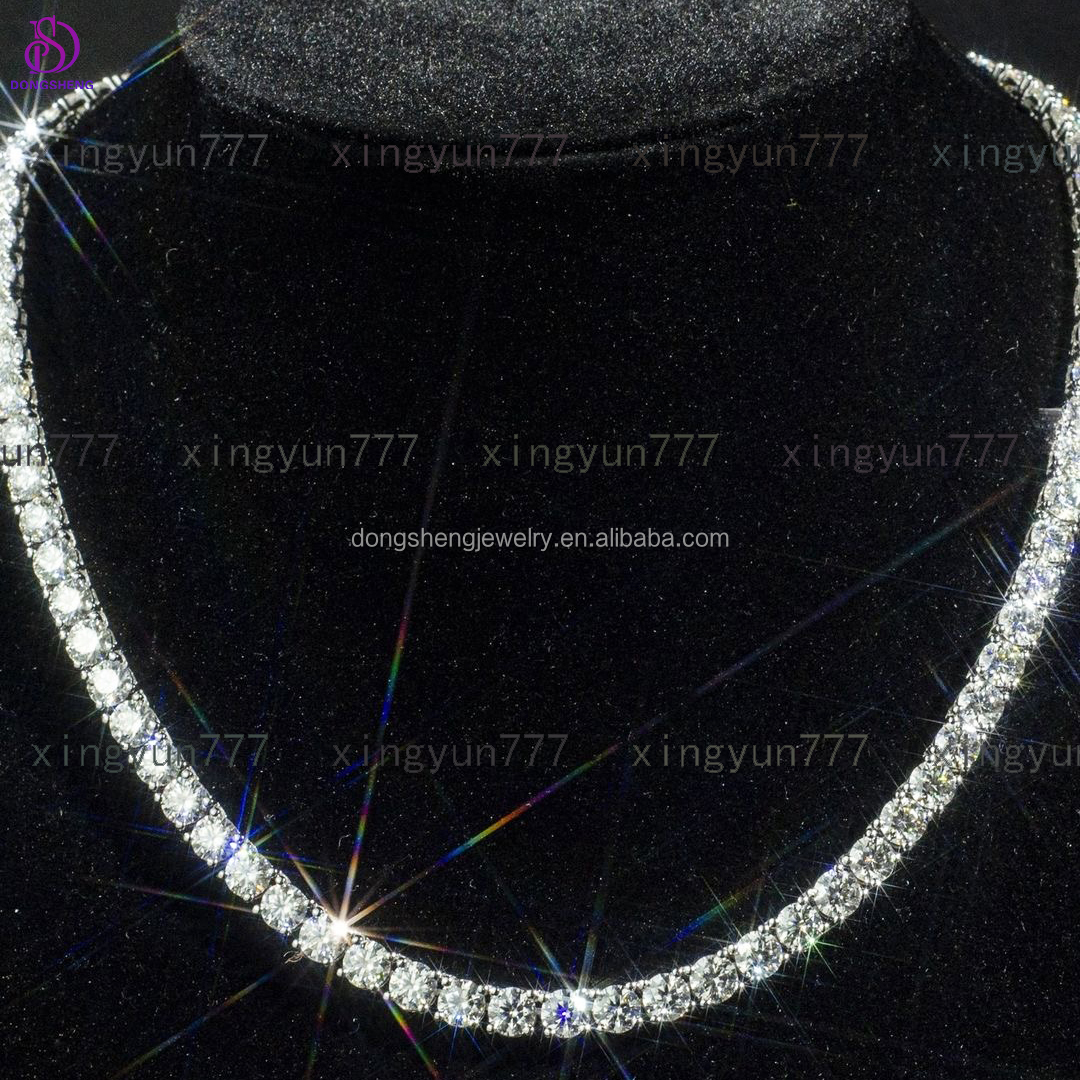 Pass the Diamond test Pen Hip Hop Jewelry 3mm 4mm 5mm Silver Iced Out Vvs Moissanite Diamond Tennis Chains