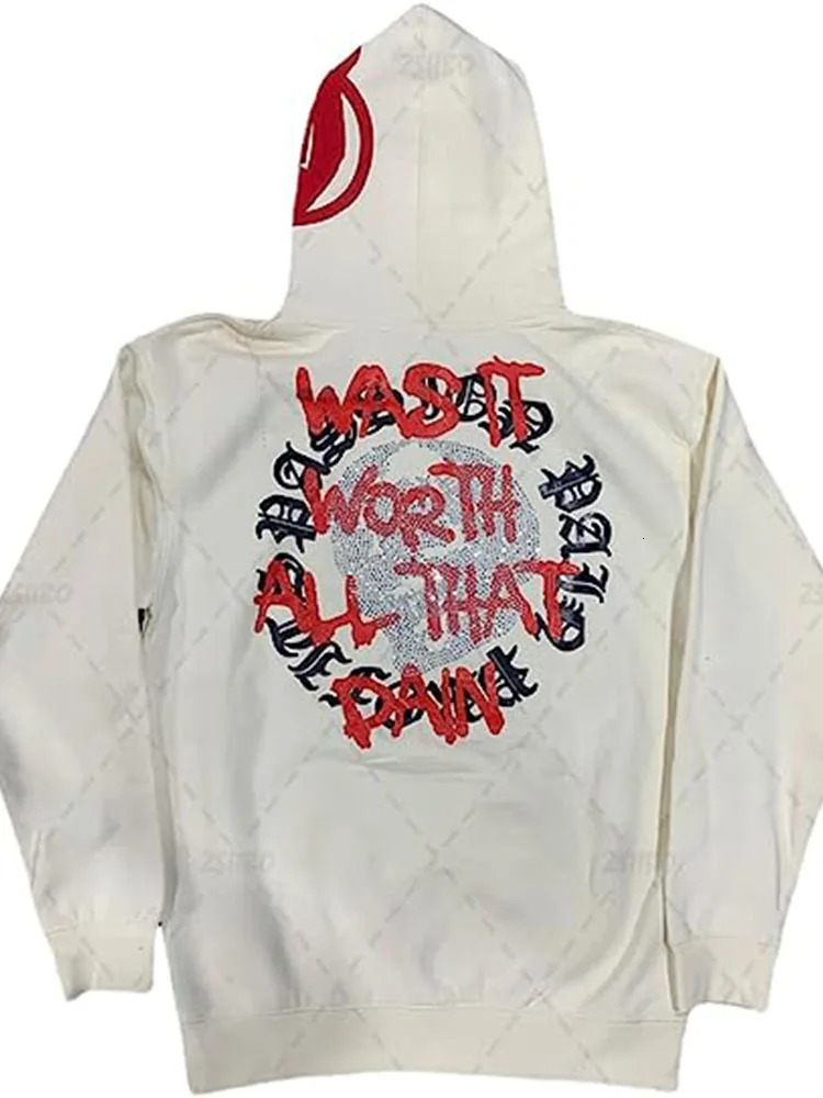 BIG PROMOTION European and American hip-hop letters rhinestone print street hip-hop rock Gothic loose zipper fashion hoodie 250815