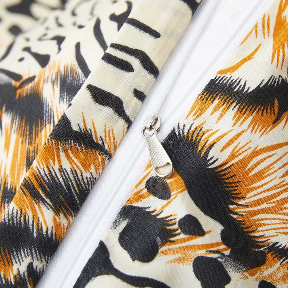 Tiger Print Duvet Cover Queen for Boys Girls Fiercely Safari Animal Skin Leopard Bedding Set Reversible Yellow Black Quilt Cover Y250819