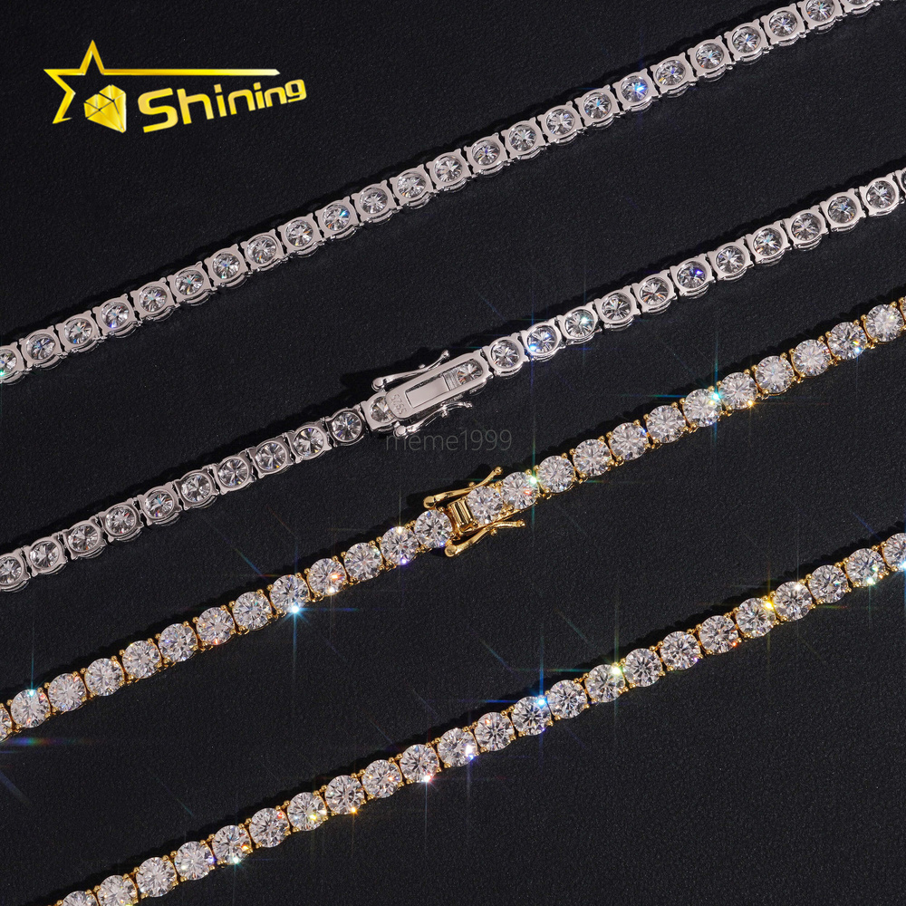 USA Warehouse Fast Shipping 925 Silver 5mm Moissanite Tennis Necklace GRA Certificated Iced Out Moissanite Tennis Chain Men