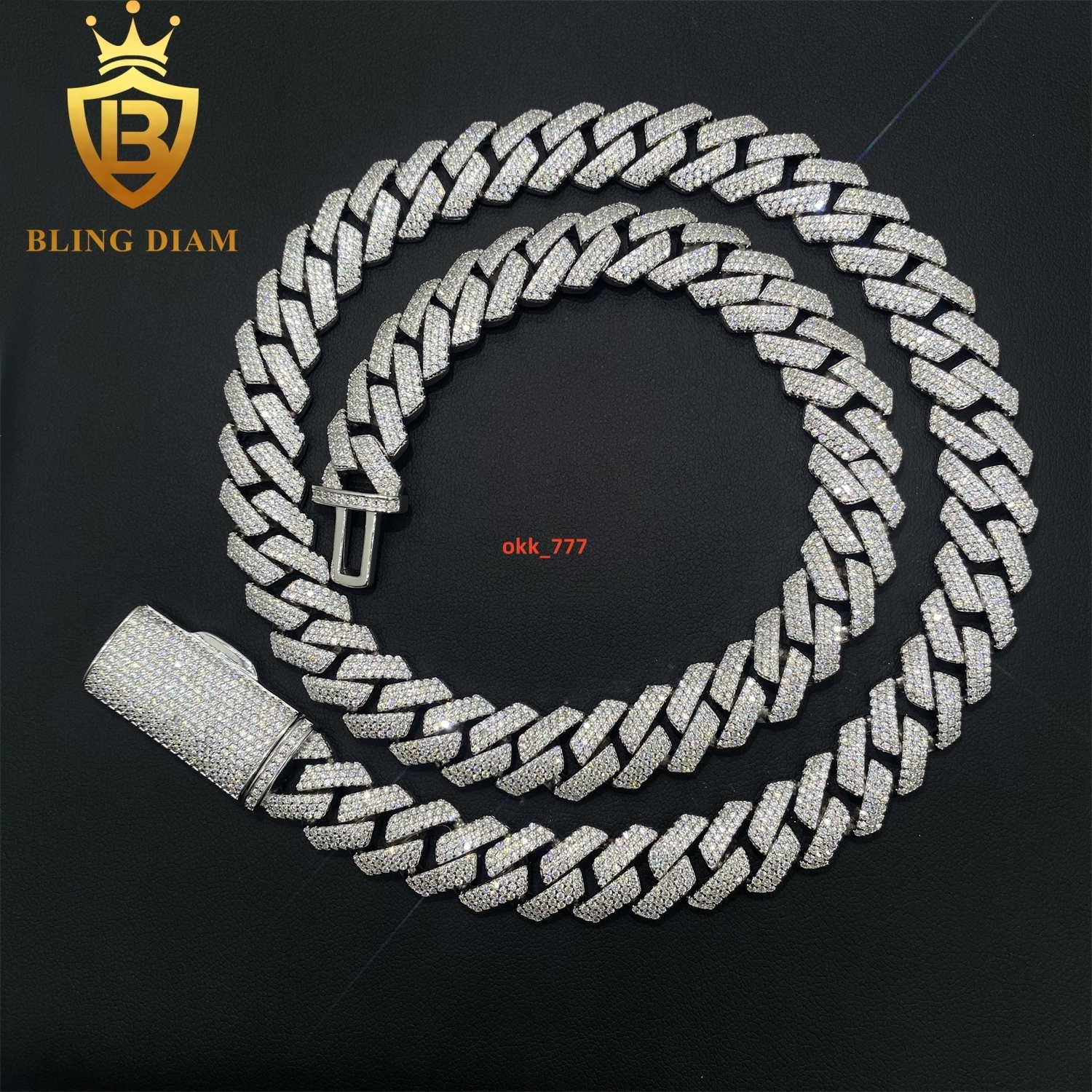 Factory Direct Wholesale 13mm Moissanite Cuban Chain Necklace Hip Hop Style VVS Diamond 925 Silver Men