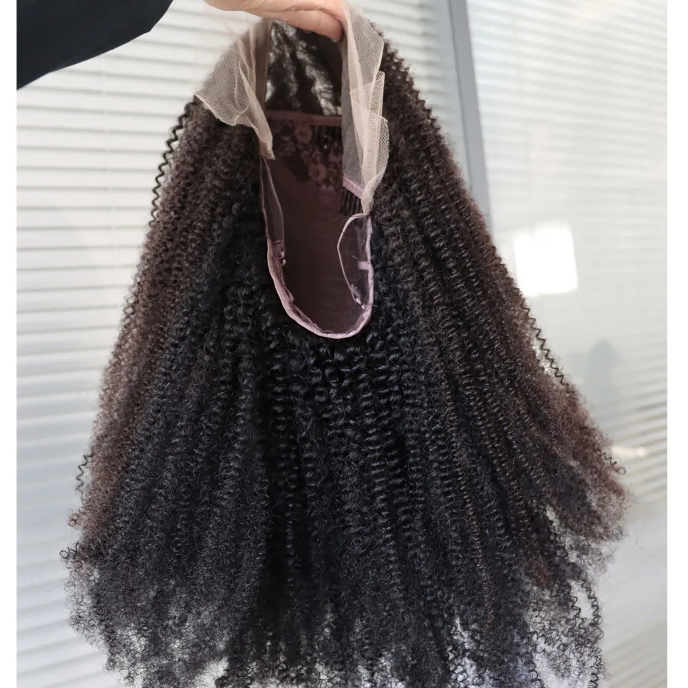 4C Afro Kinky Curly Lace Front Wig Virgin Remy Human Hair Lace Frontal Closure Wig Black and Natural Black Curls Styles Wigs Ready To Wear Synthetic