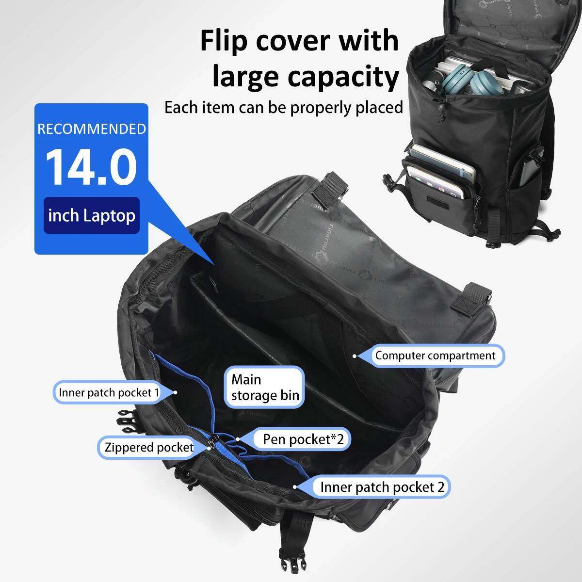 Tigernu New Multifunctional Backpack Fashion School college For 14inch Laptop With Removable Small Shoulder Bags high-quality