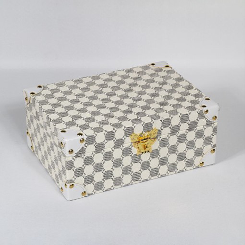 High Value Retro Plaid Design Storage Box Light Luxury For Bedroom Bedside Table Storage And Decoration