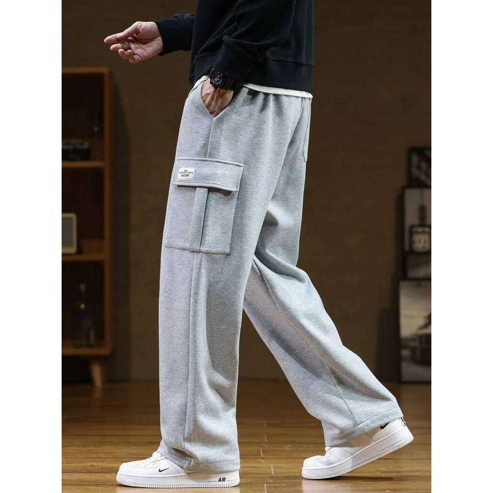 2023 Autumn New Sweatpants Men Multi-Pockets Drawstring Cotton Casual Track Pant Male Loose Straight Trousers Large Size 8XL