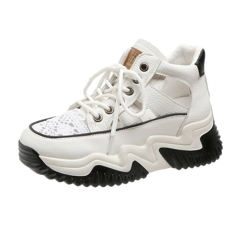 Petite Small Size Thick Sole New Style Platform White Shoes Lace-up Breathable 2023 Summer Height-increasing Women's Sandals