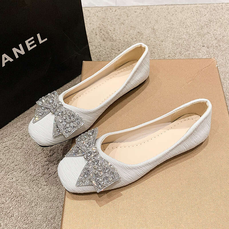 Shallow Mouth Single 2023 Summer New Korean Style Bowknot Flat Loafers Slip-On Outdoor Granny Shoes for Women