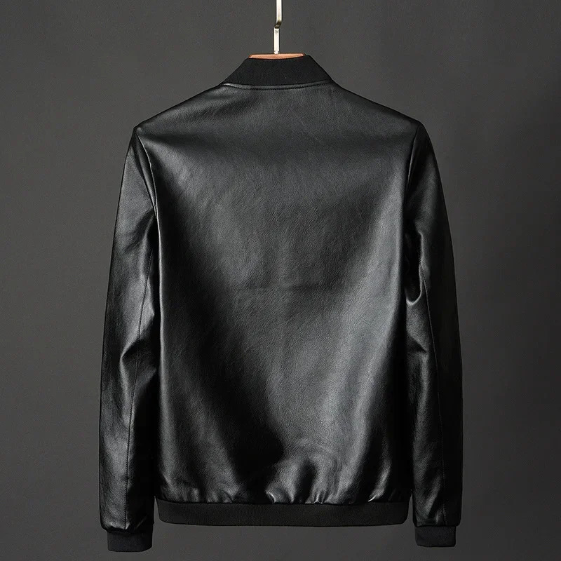 2024 Autumn Men Black Biker PU Leather Coat Korean Fashion Men Pu Leather Jacket Trend Casual Fit Slim Baseball Clothes 8Xl 250818