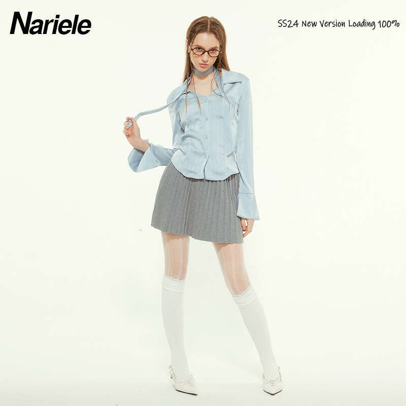 Heyhenry Pattern Embroidered Ribbon Design Slim Fit Elegant Sexy Versatile Short Long Sleeve Shirt For Women B5