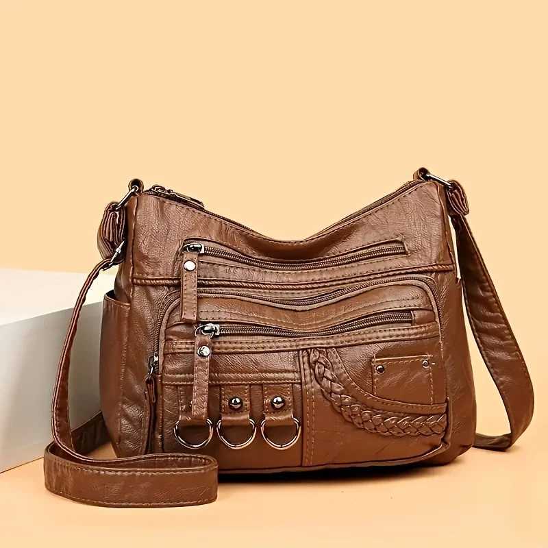 Vintage PU Leather Purses for Women Multi-Pocket Handbag Crossbody Shoulder Bags High Quality Design Ladies 2022 Y250819