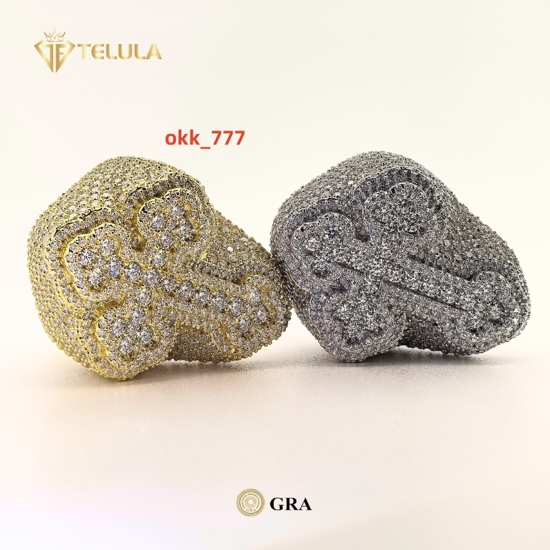 Moissanite Ring Hip Hop 925 Sterling Silver Cross Moissanite Ring Baguette Cut Moissanite Cross Ring