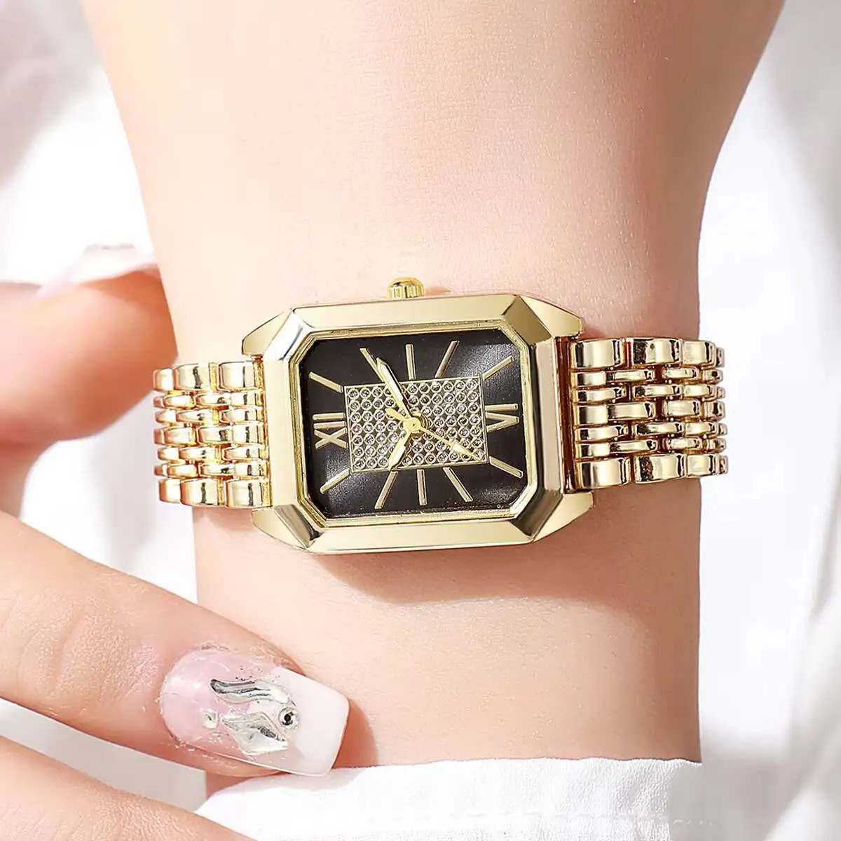 Fashion Rectangle Women Watches Ladies Stainless Steel Strap Quartz Wristwatches Reloj MujerWithout Box 250818