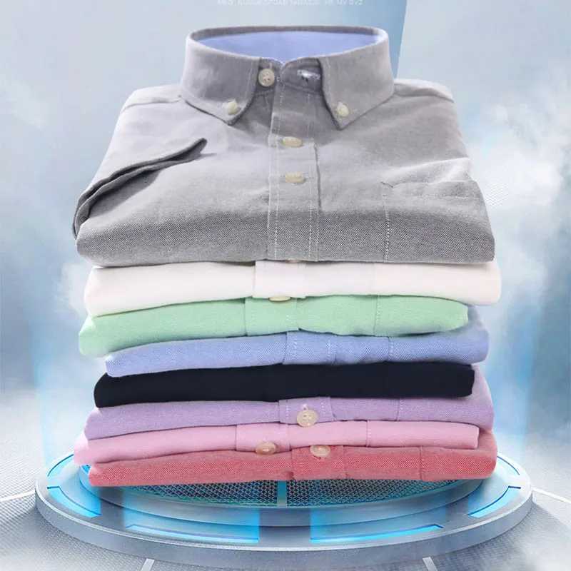 Summer new mens short sleeve business casual social non-ironing solid color all match Oxford woven shirt breathable slim Y250819