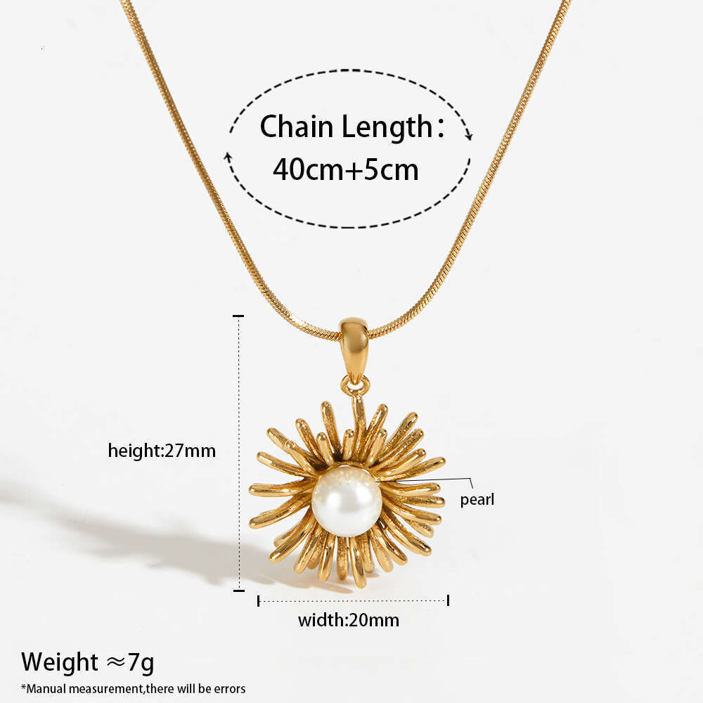 Stainless Steel Fireworks Style Designer Earrings Necklace Gentle French High-Quality Light Pearl Jewelry Set