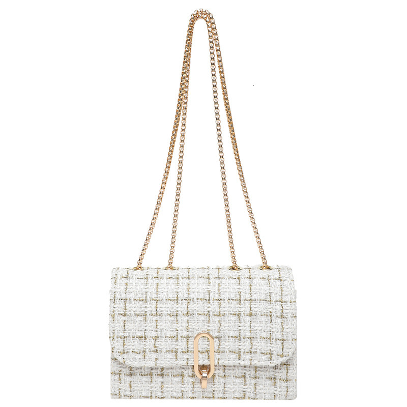 Free Shipping Designer's New Women's Single Shoulder Crossbody Bag Luxury Niche Woolen Plaid Handbag Small Fragrant Style Temperament Small 