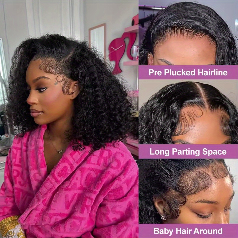 Brazilian Curly Lace Front Wig Short Bob Wigs Deep Water Wave 13X4 Hd Lace Frontal Human Hair Wig For Women Wear And Go Glueless Wig synthetic