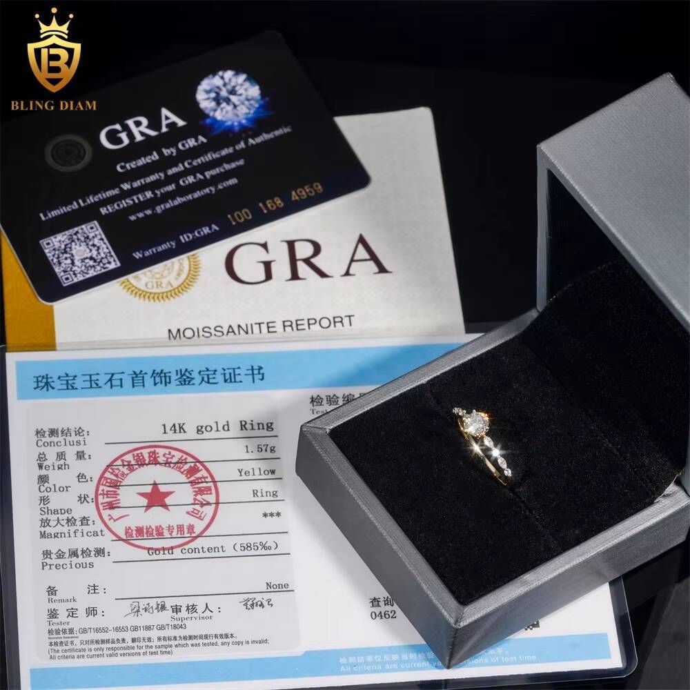 14K Custom Lab Diamonds Luxury Real Gold Moissanite Diamonds Wedding/Engagement Rings