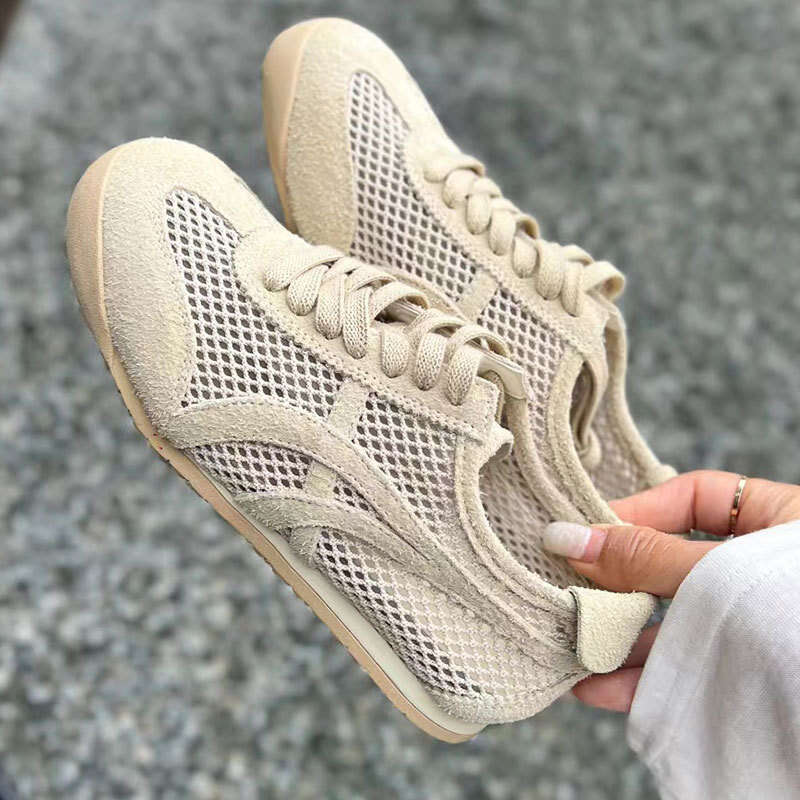 Mesh Breathable Genuine Leather Training for Women 2025 Summer New Style Slimming Agan Shoes Soft Sole Sports Casual Sneakers